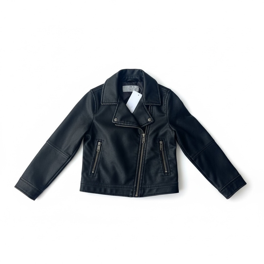 H&M Brown Faux Leather Kids Moto Jacket - Picture 2 of 5